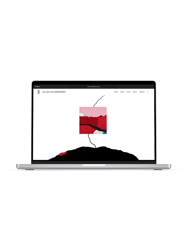 Website by Samuel Galanský: Laptop displaying the website galleryvanmiddendorp.com